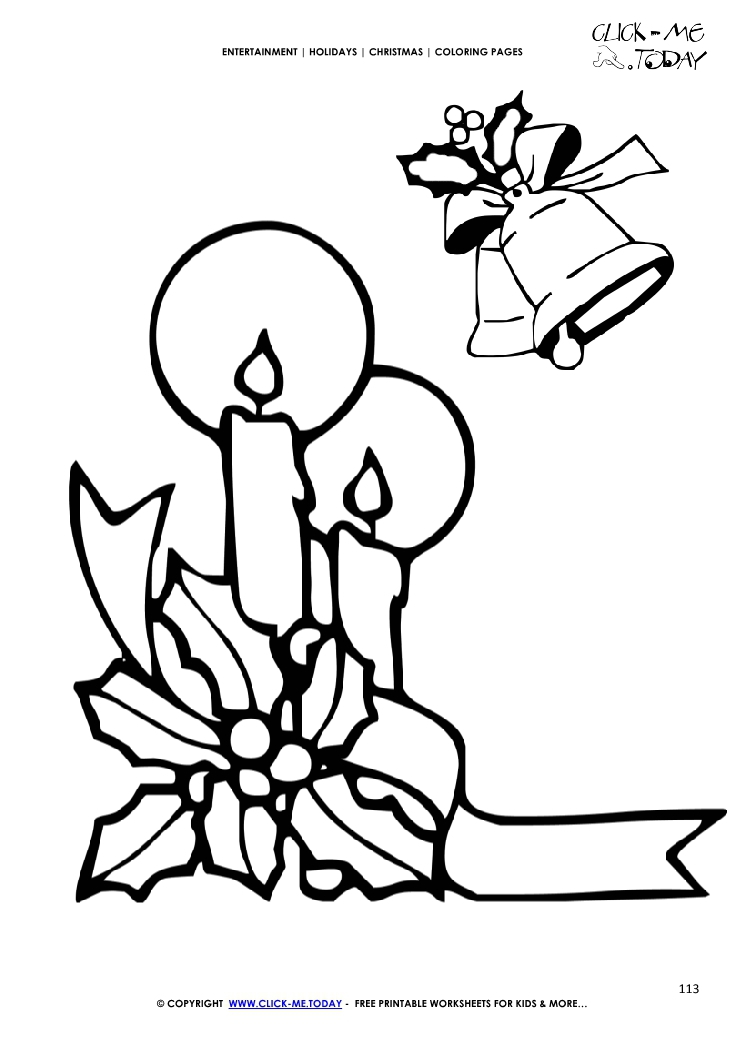 Candles & bells Christmas Coloring page