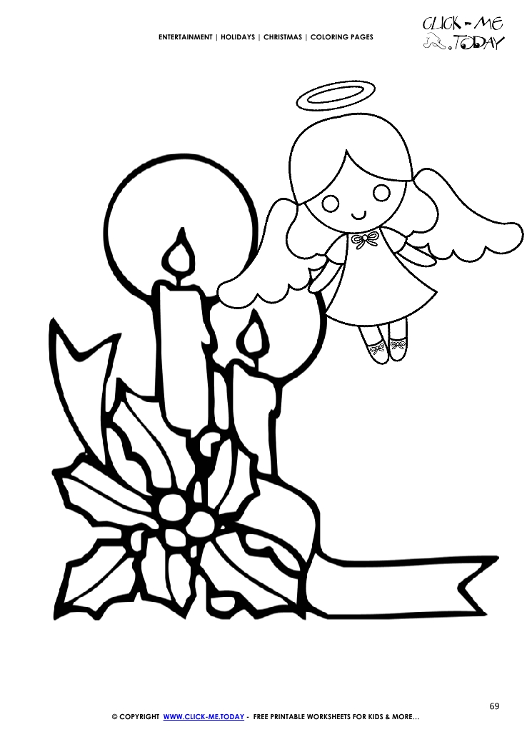 Christmas candles & Angel Coloring page