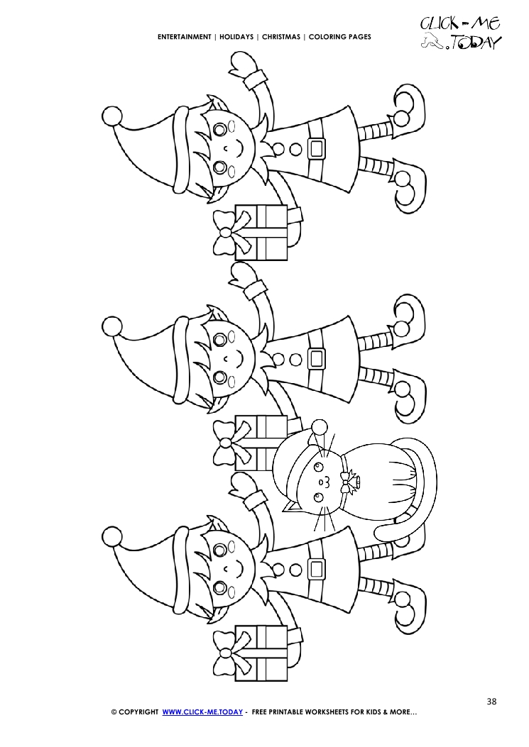 Christmas elves Coloring page
