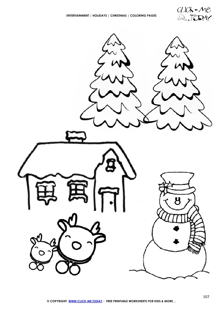 Christmas landscape with firs Coloring page