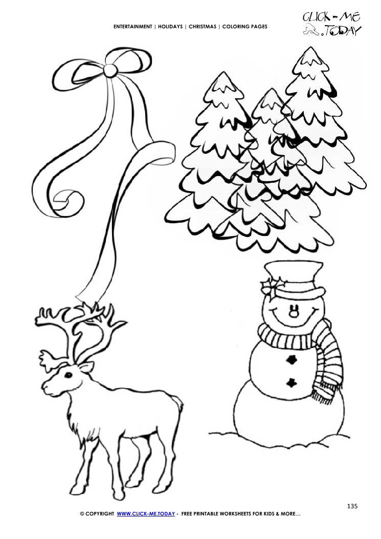 Christmas Landscape with Snowman Coloring page