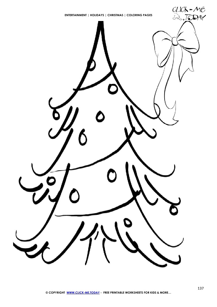 Nice Christmas tree with bow Coloring page