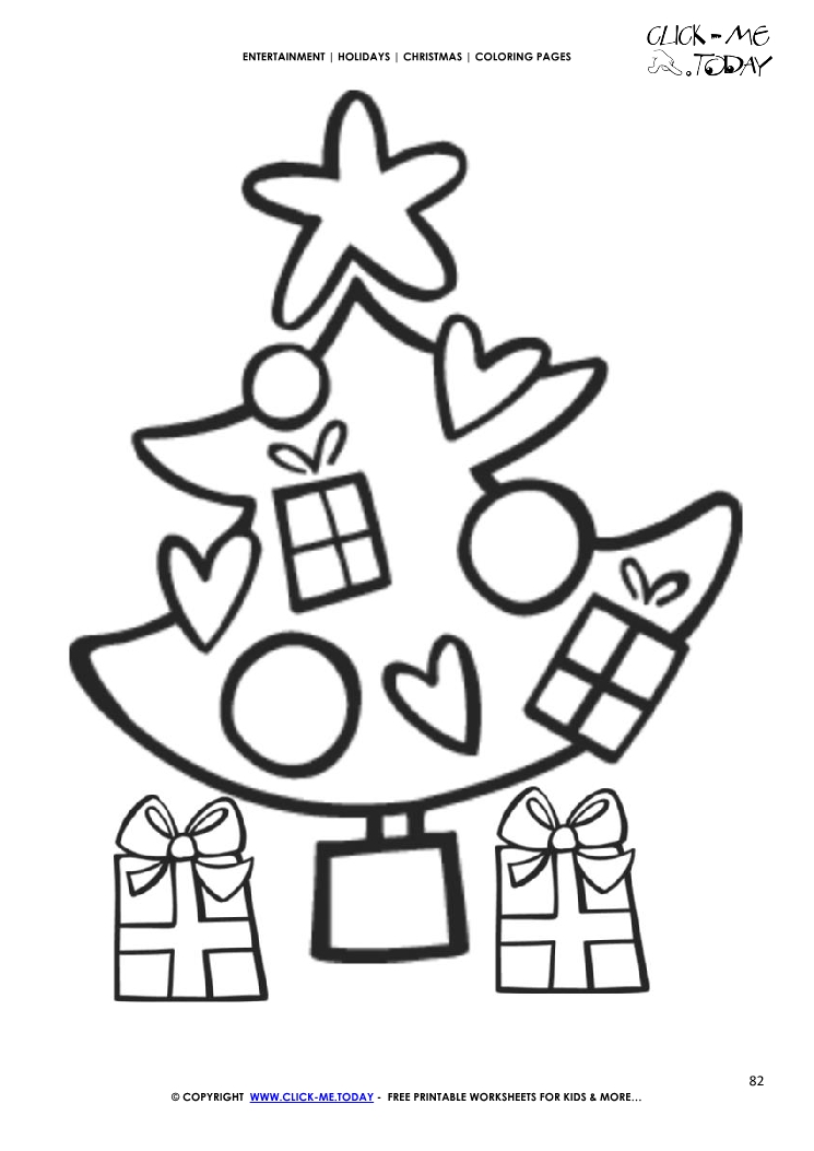 Christmas tree & presents Coloring page
