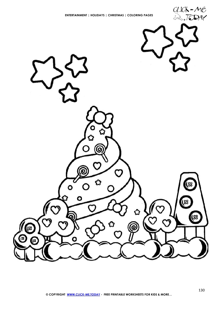 Christmas tree & stars Coloring page