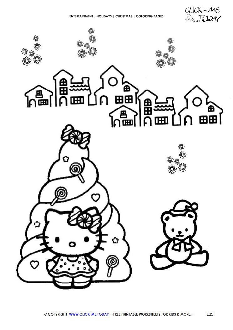 Hello Kitty Xmas village Coloring page
