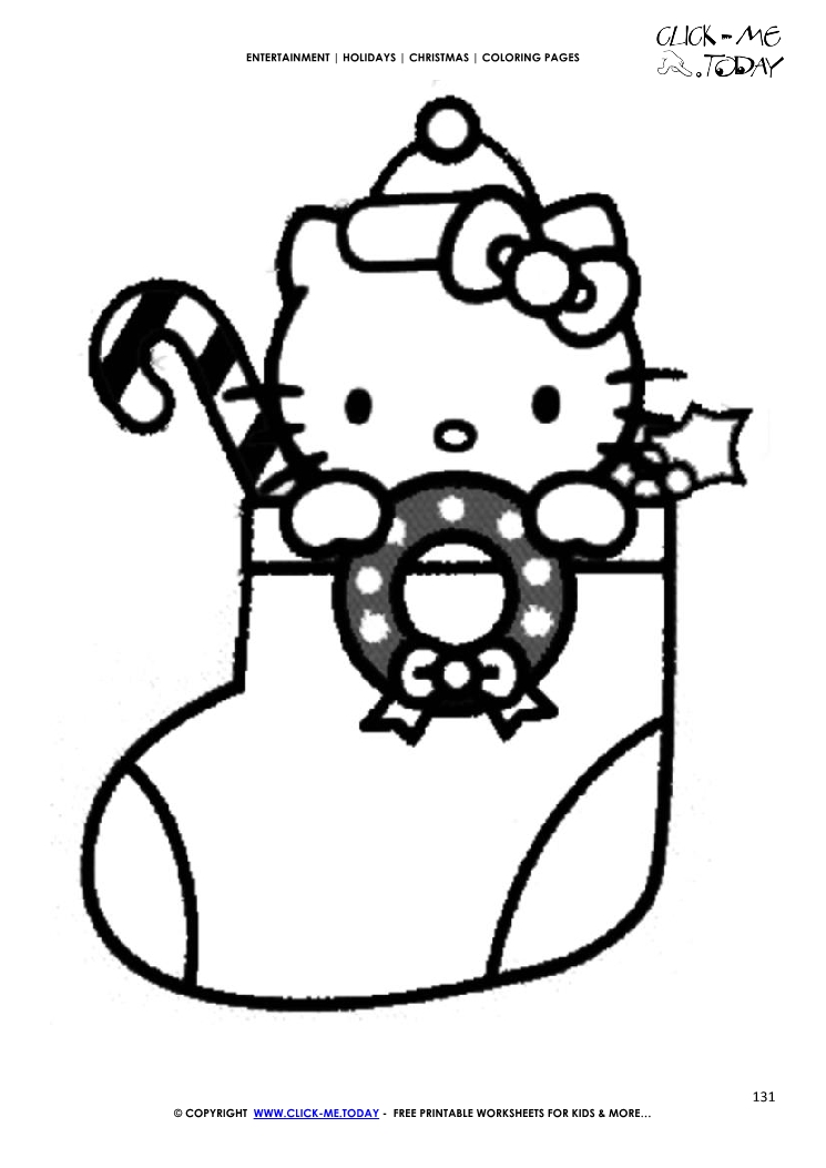 Hello Kitty Xmas Stocking  Coloring page