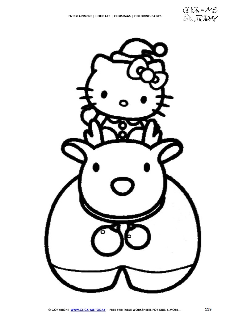 Reindeer & Hello Kitty Coloring page