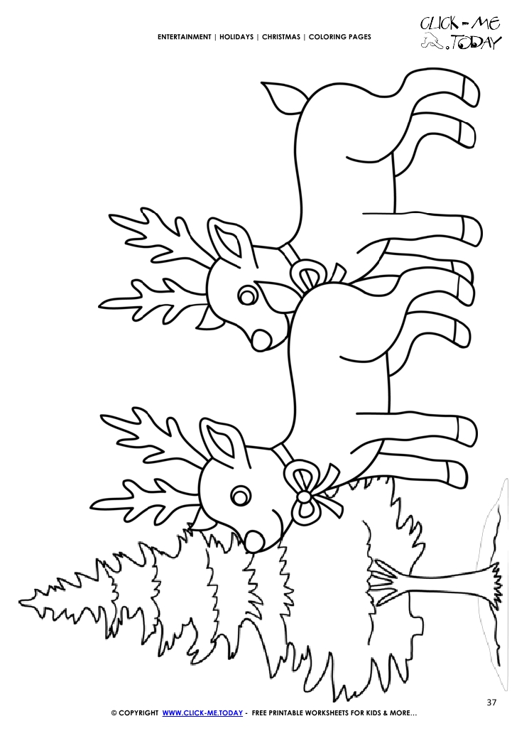Reindeers & Fir Coloring page