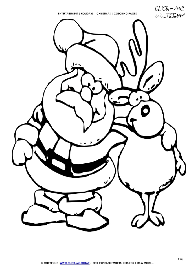 Santa Claus & Reindeer New Year's  Coloring page