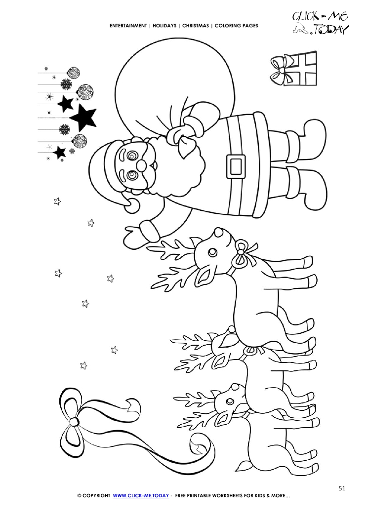 Santa Claus, Presents & Reindeers Coloring page