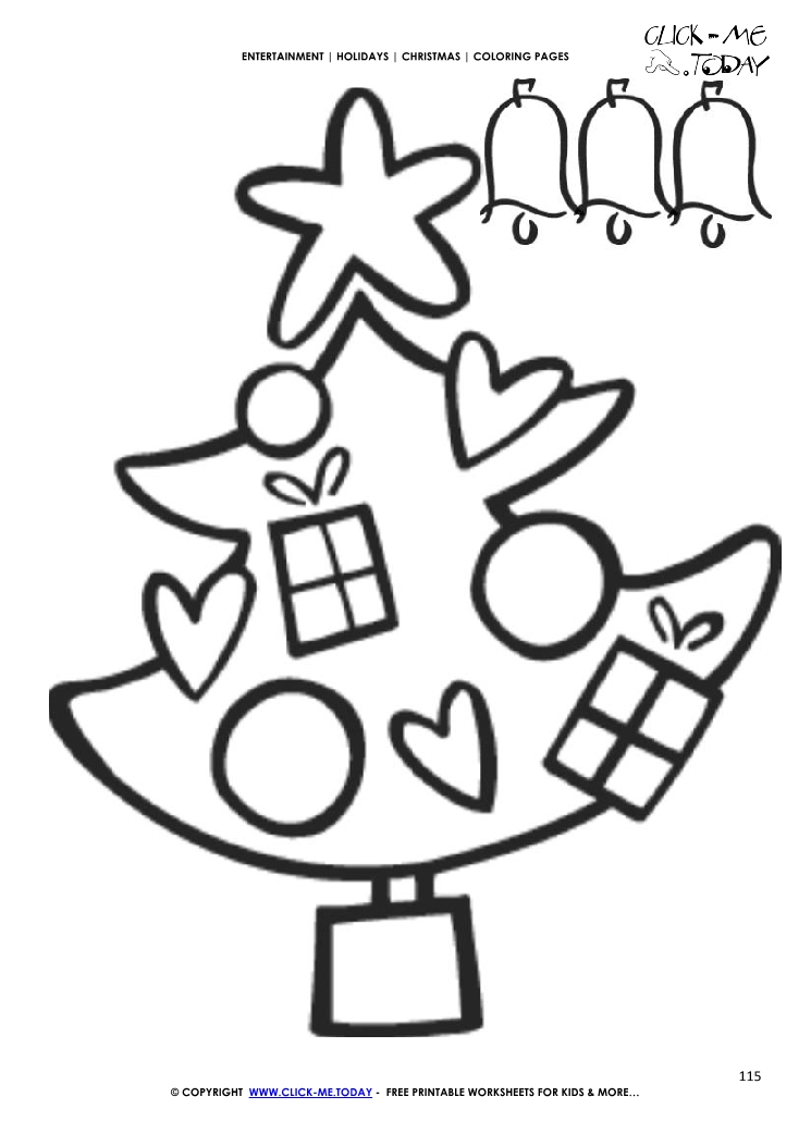 Xmas tree with bells Coloring page