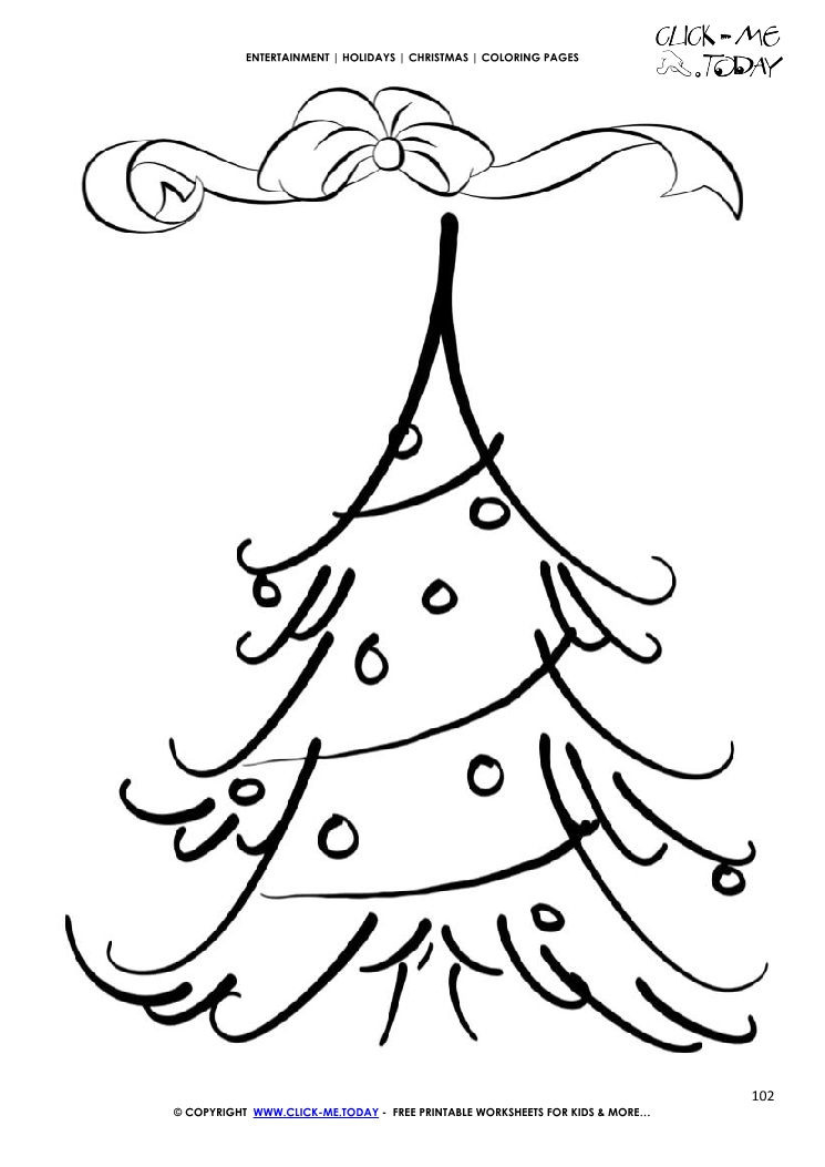 Xmas tree with bow Coloring page