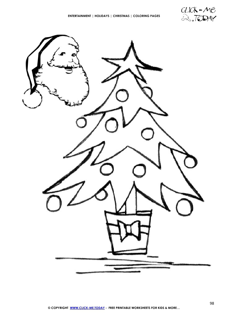 Xmas tree Santa Coloring page