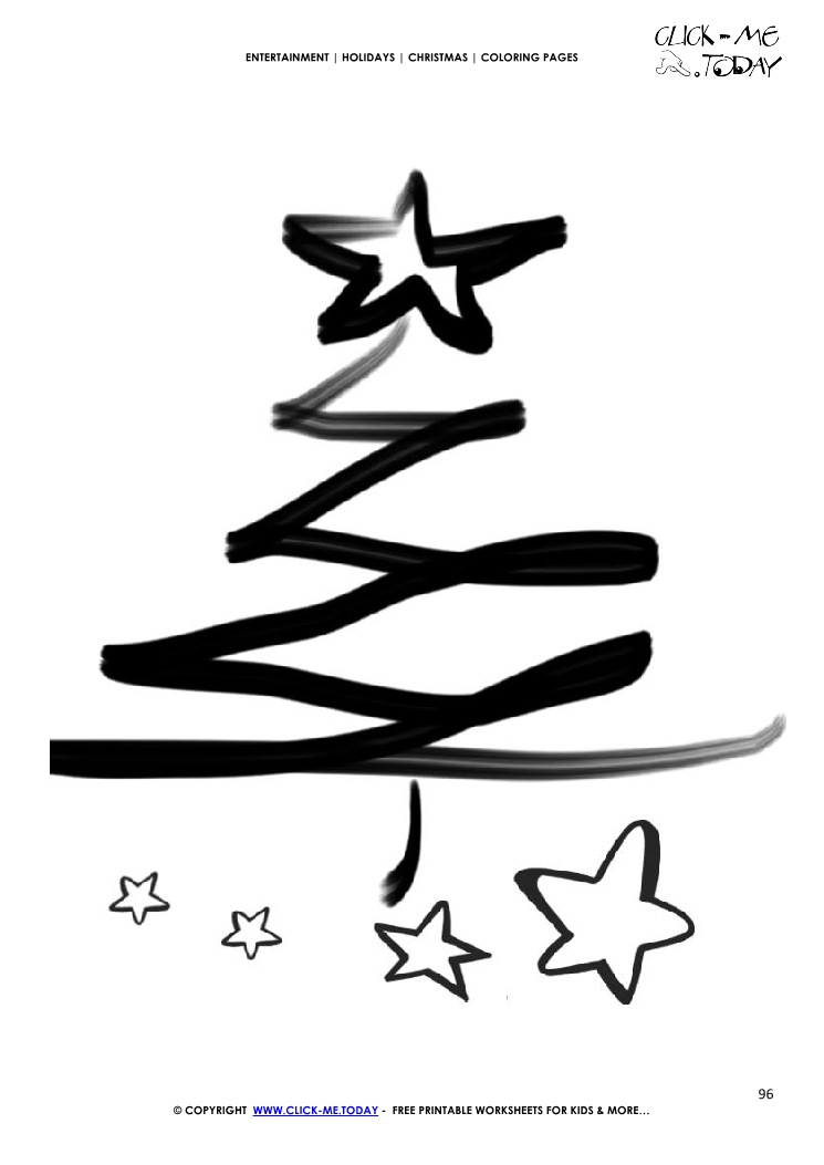 Xmas tree with stars Coloring page