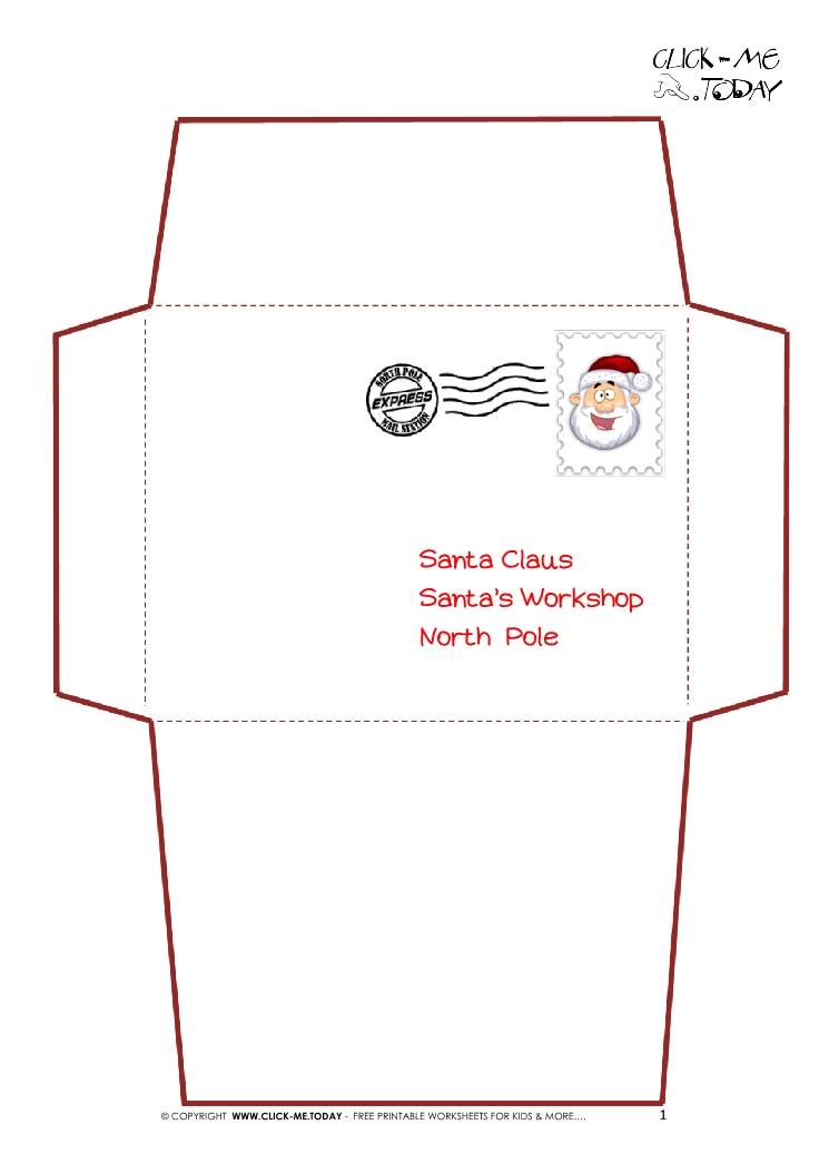 envelope size stamp for a4 Printable Santa template  envelope Claus Simple Letter to