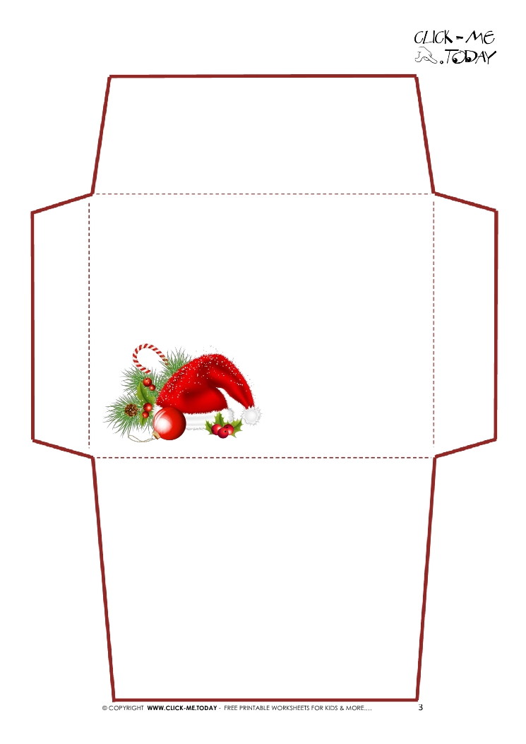 Printable Letter to Santa Claus envelope template -Simple Santa hat-3 