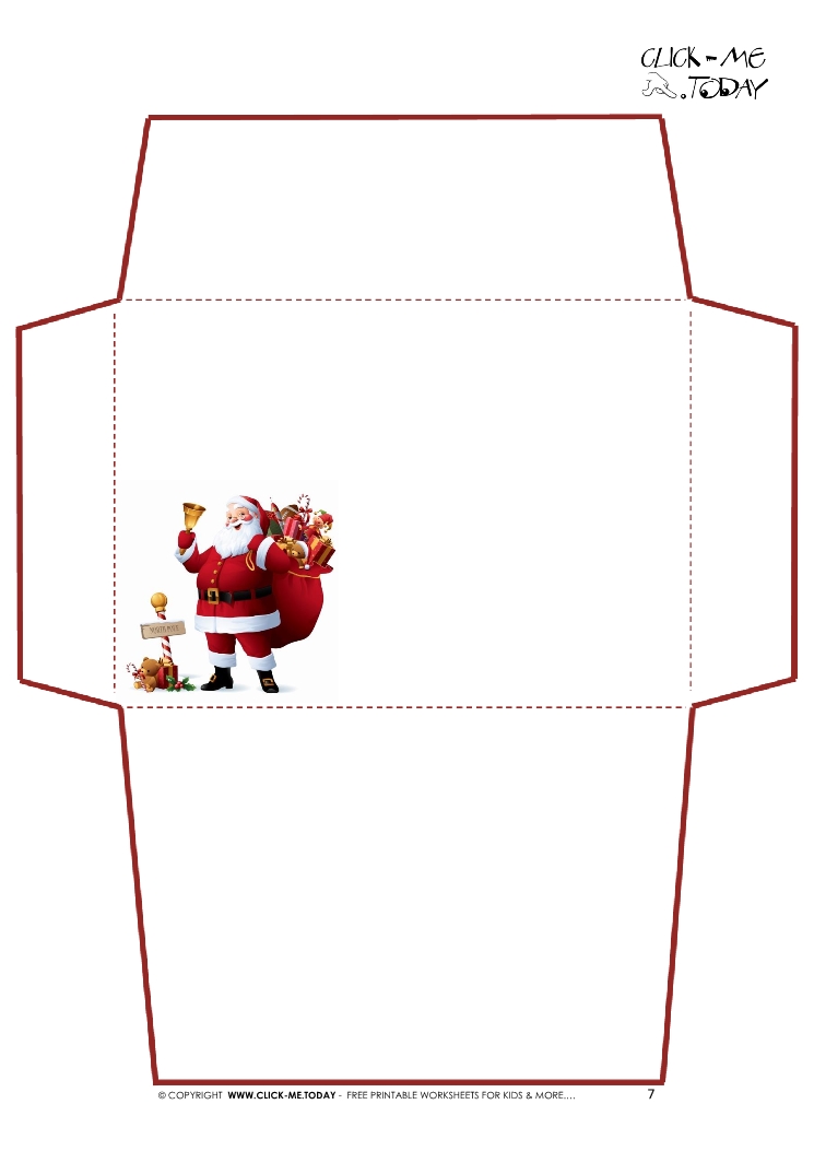 Printable Letter to Santa Claus envelope template -Santa ...