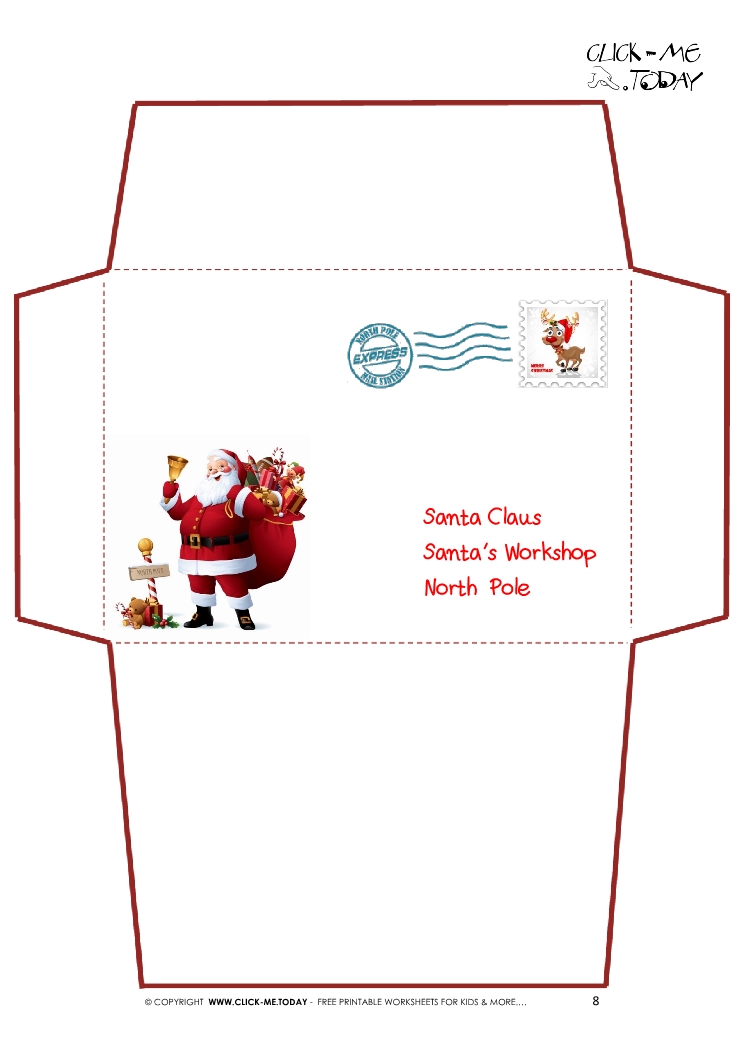Printable Letter to Santa Claus envelope template -Santa Stamp-8