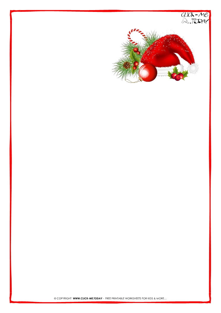 Free printable Letter to Santa Claus blank paper template -Santa  hat 1