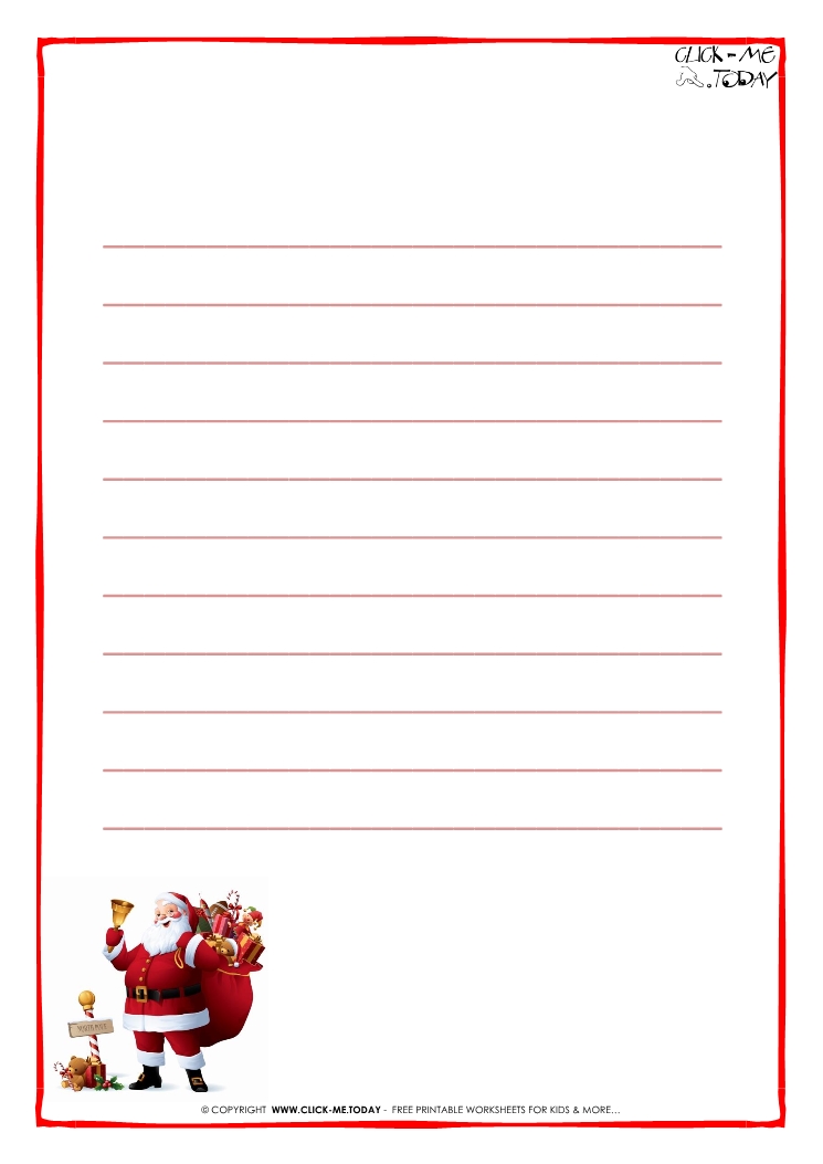 Letter to Santa Claus paper template with lines Santa 15