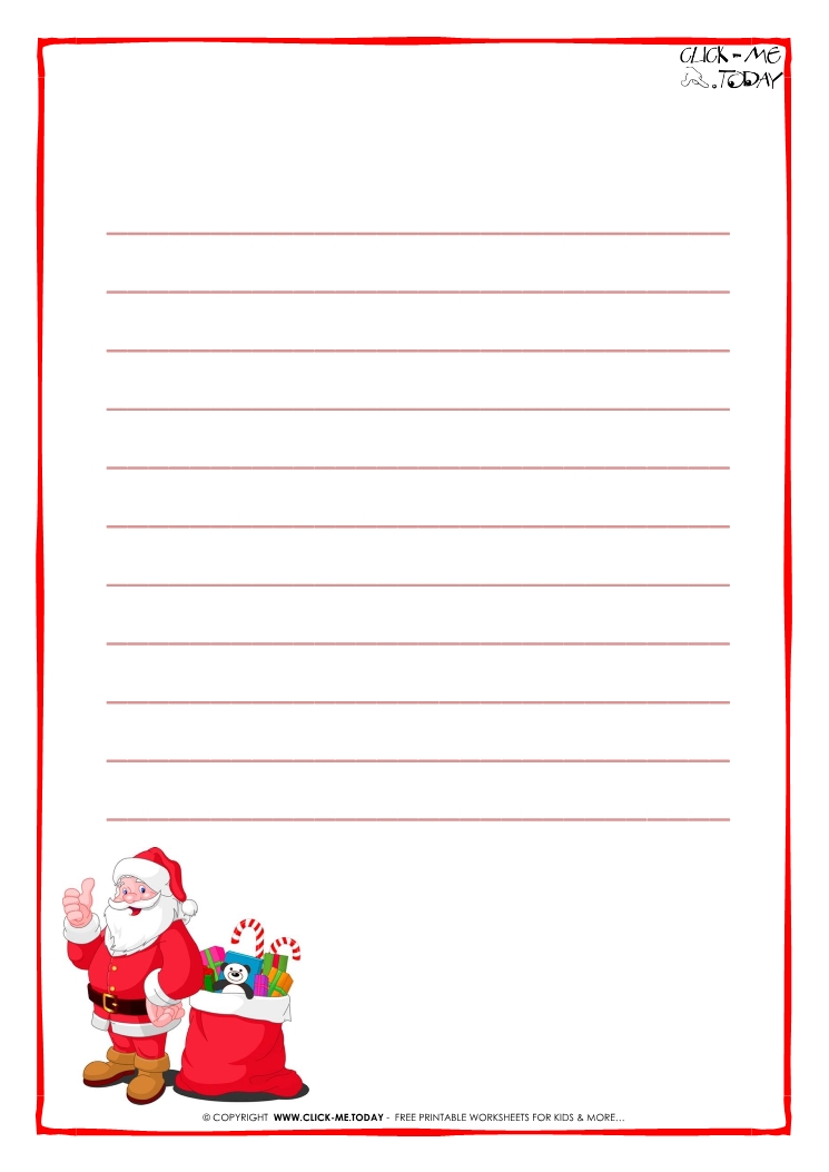 Letter to Santa Claus paper template with lines Santa presents-17
