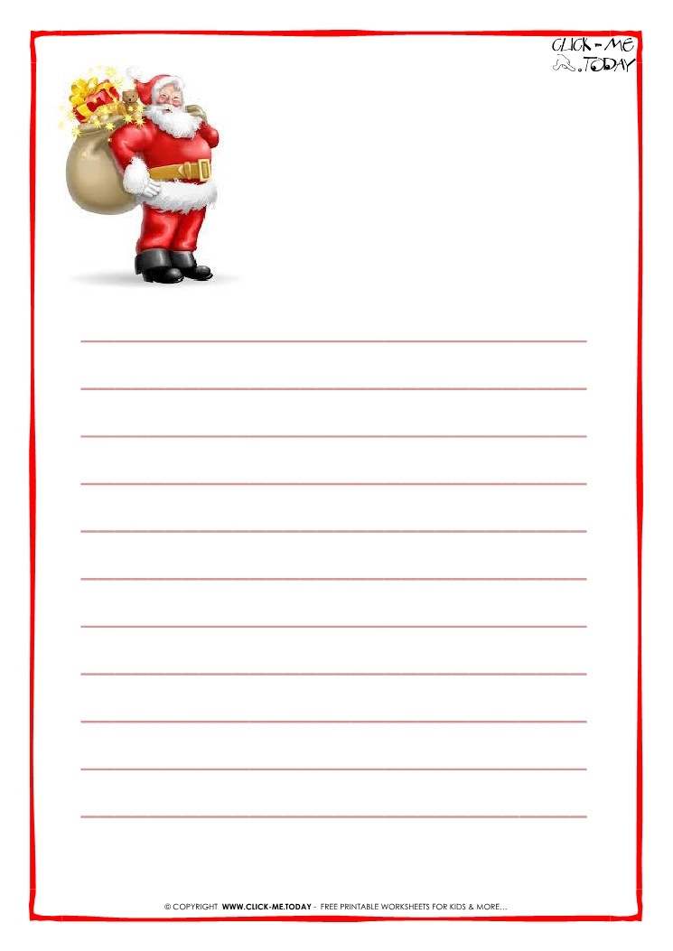 Printable Letter to Santa Claus paper with lines Santa presents-18