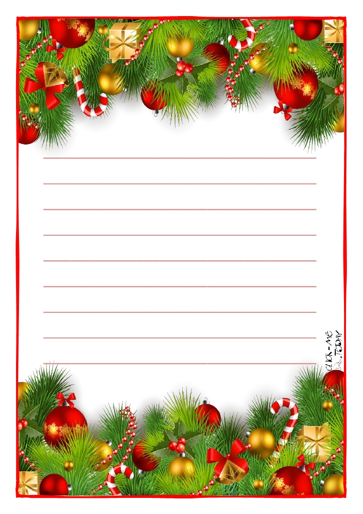Printable Letter to Santa Claus paper with lines Xmas background-19