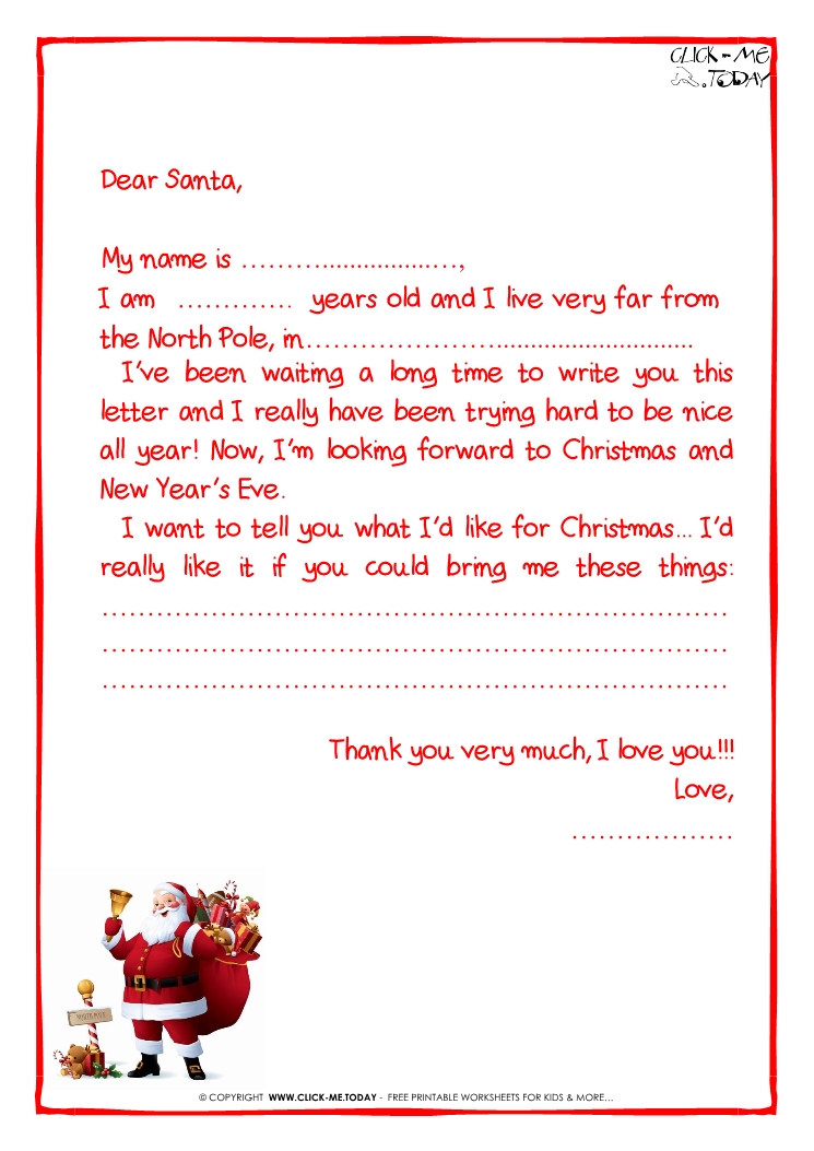 Ready letter to Santa Claus template - More text -Santa Claus-15