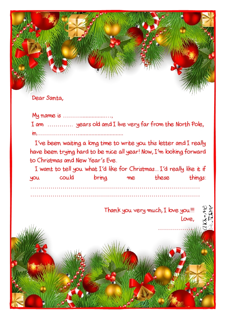 Ready letter to Santa Claus template - More text  -Xmas Decoration-19