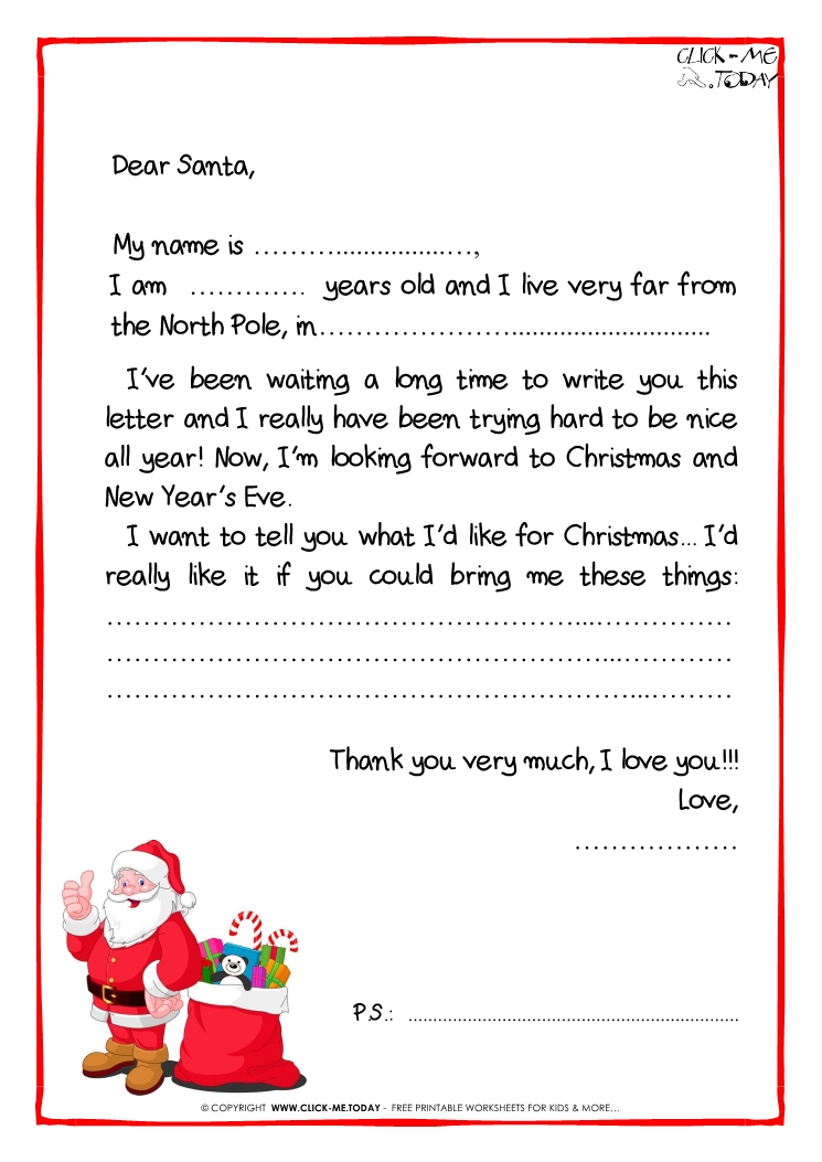 Letter to Santa Claus Black & White free template - Santa presents-37