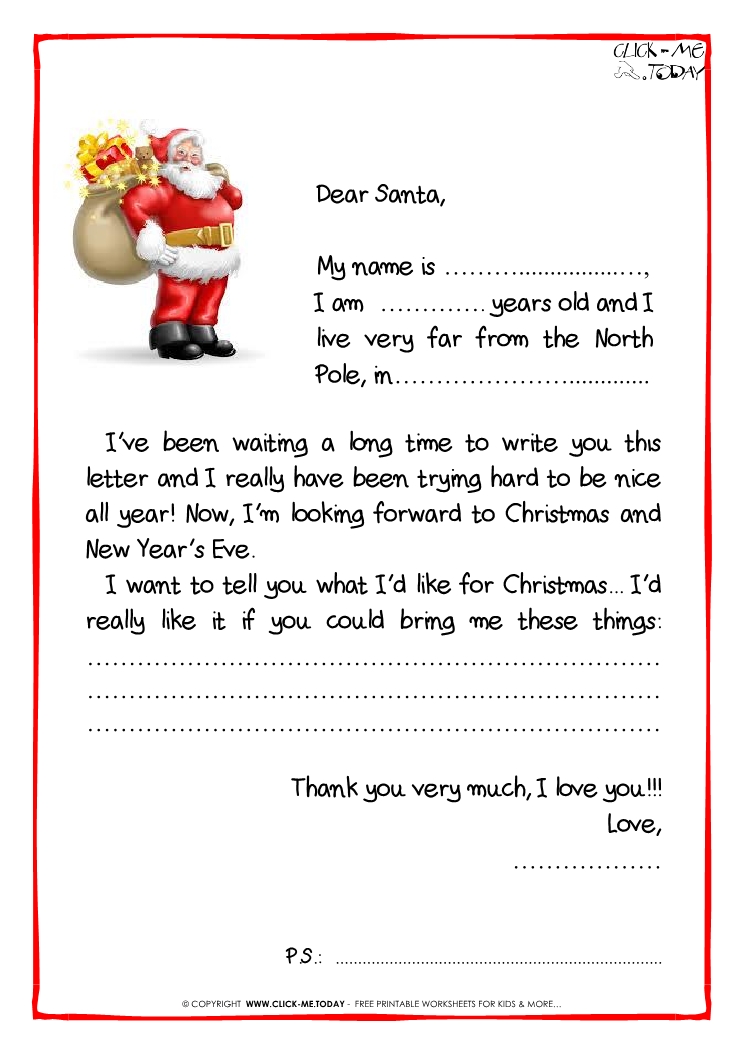 Letter to Santa Claus Black & White free template - Santa presents-38