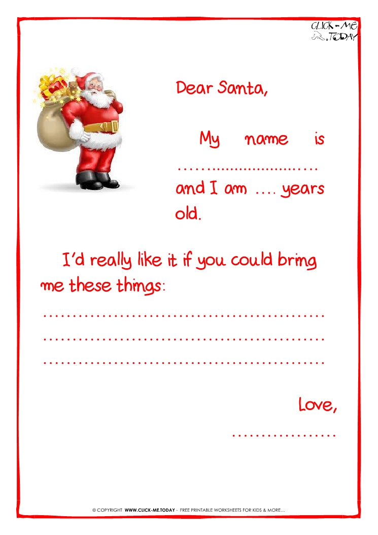 Ready letter to Santa Claus template - Less text -Santa presents-8