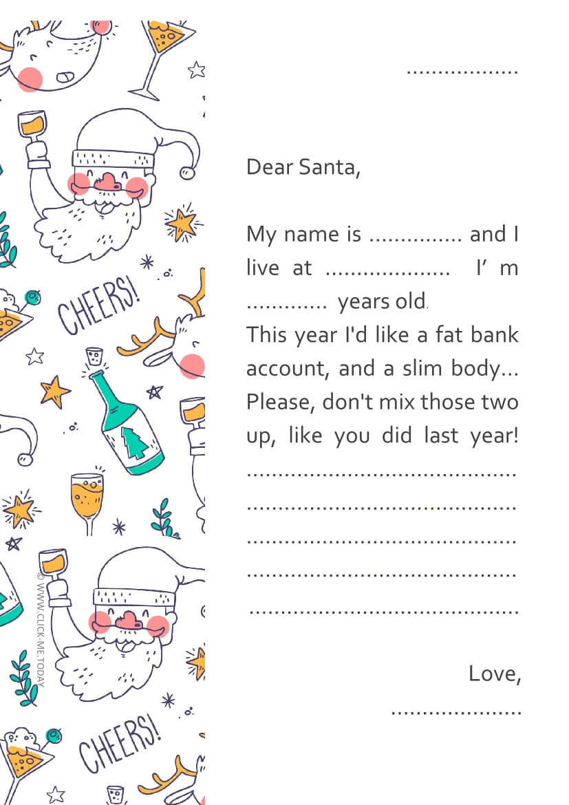 FUNNY LETTER TO SANTA TEMPLATE FOR TEENAGERS & ADULTS - PDF