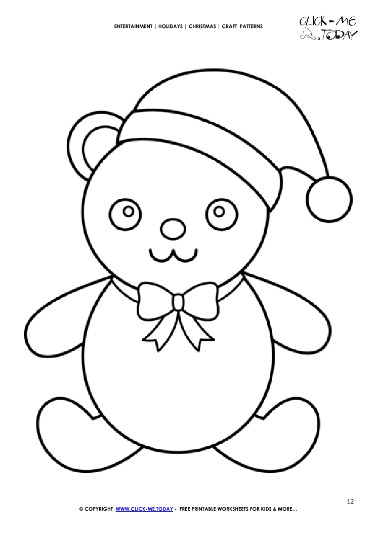 Free printable Christmas Bear Craft Pattern