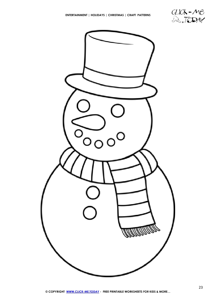 Free printable Cute Snowman Craft Pattern