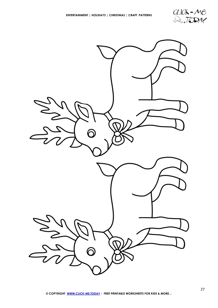 Free printable Cute Reindeers Craft Pattern