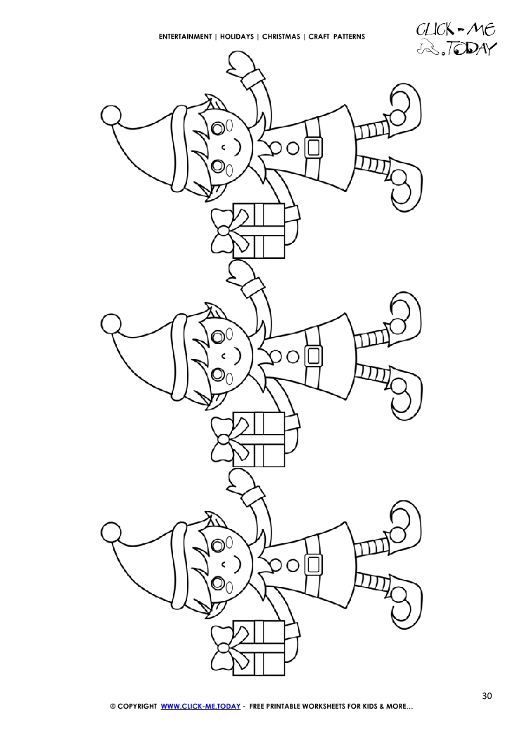 Free printable Christmas Elves Craft Pattern