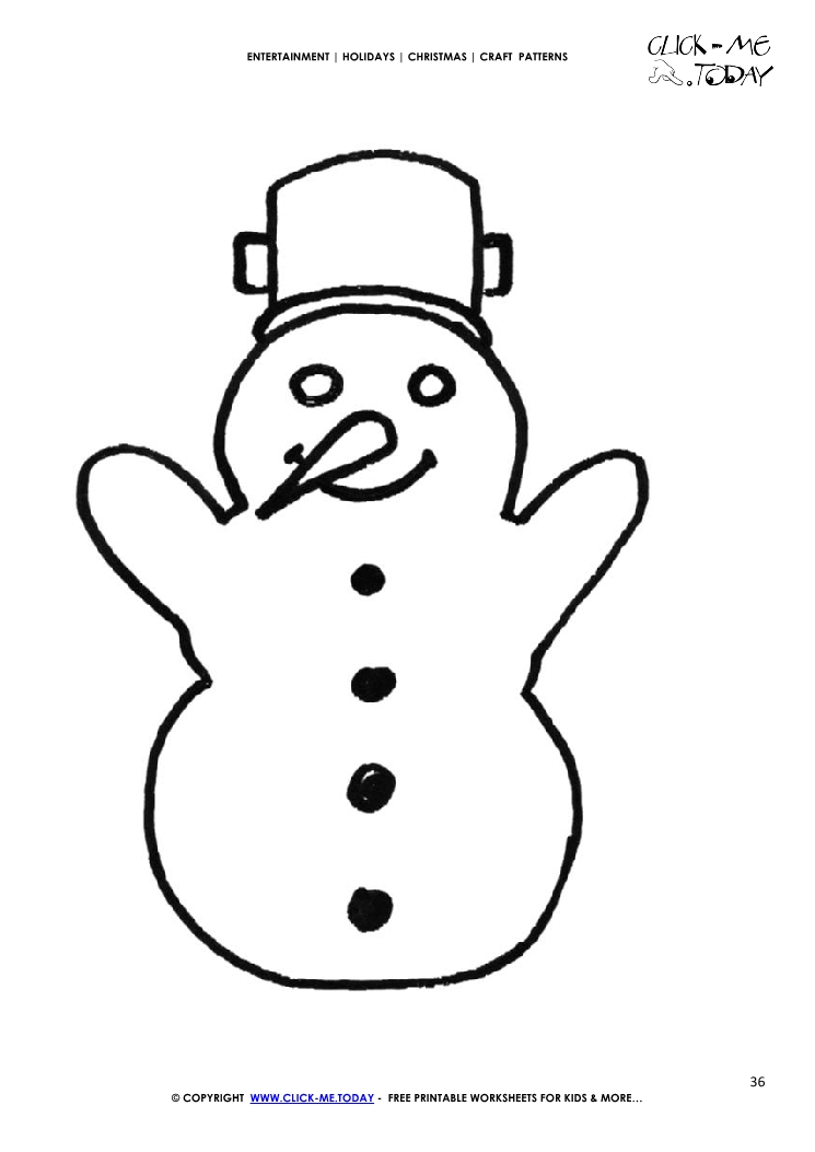 Free printable Snowman with carrot Craft Pattern