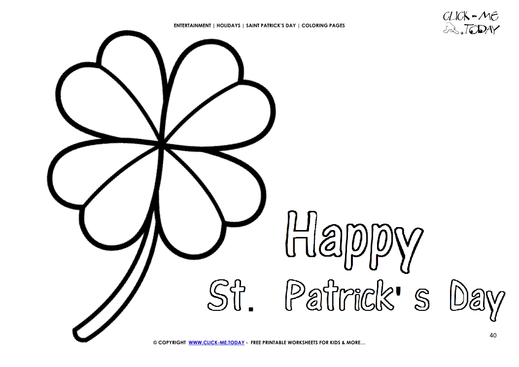 St. Patrick's Day Coloring page: 40 Four Leaf Clover-Happy St.Patrick's
