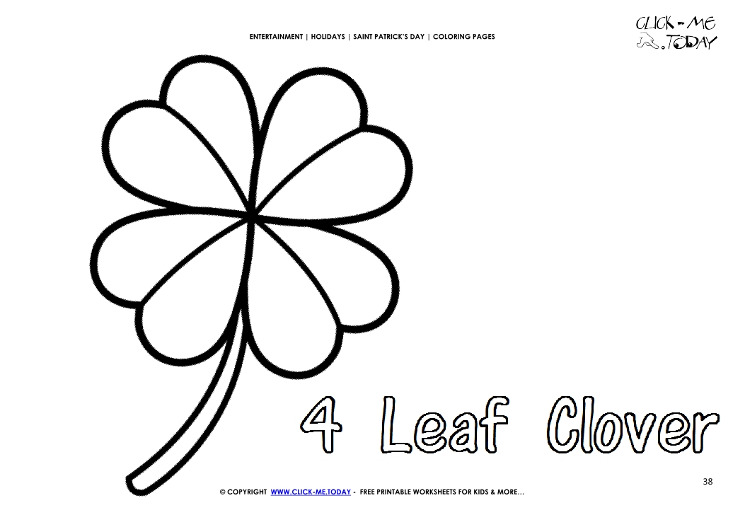 St. Patrick's Day Coloring page: 38 Four Leaf Clover Text