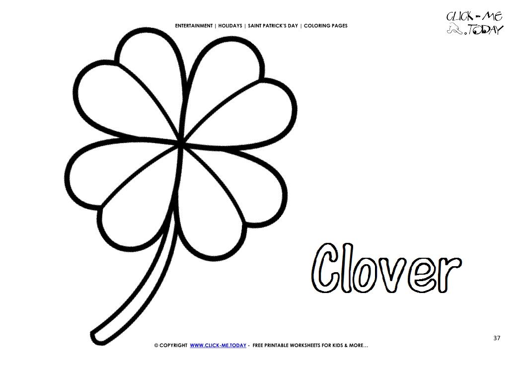 St. Patrick's Day Coloring page: 37 Four Leaf Clover Word