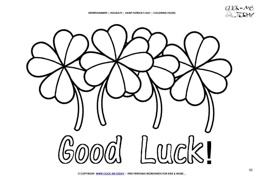 St. Patrick's Day Coloring page:  42 Four Leaf Clovers-Good Luck