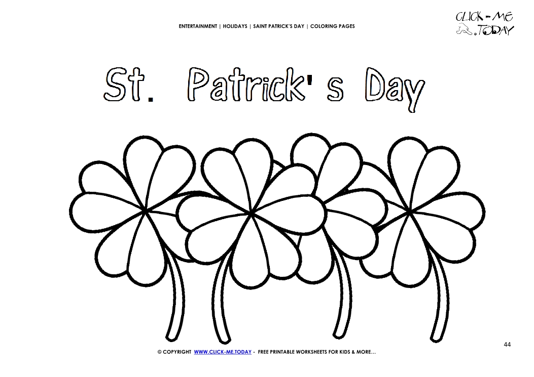 St. Patrick's Day Coloring page: 44 Four Leaf Clovers-St.Patrick's Day