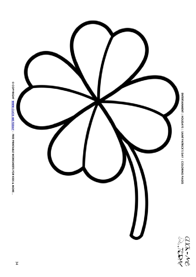 St. Patrick's Day Coloring page: 34 Big Four Leaf Clover