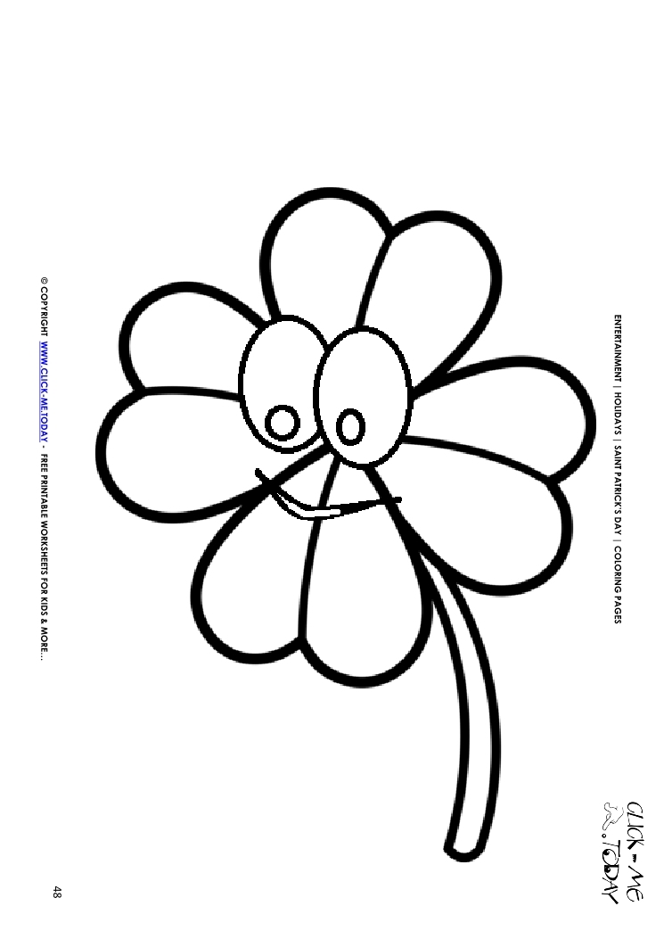 St. Patrick's Day Coloring page: 48 Big Four Leaf Clover Face