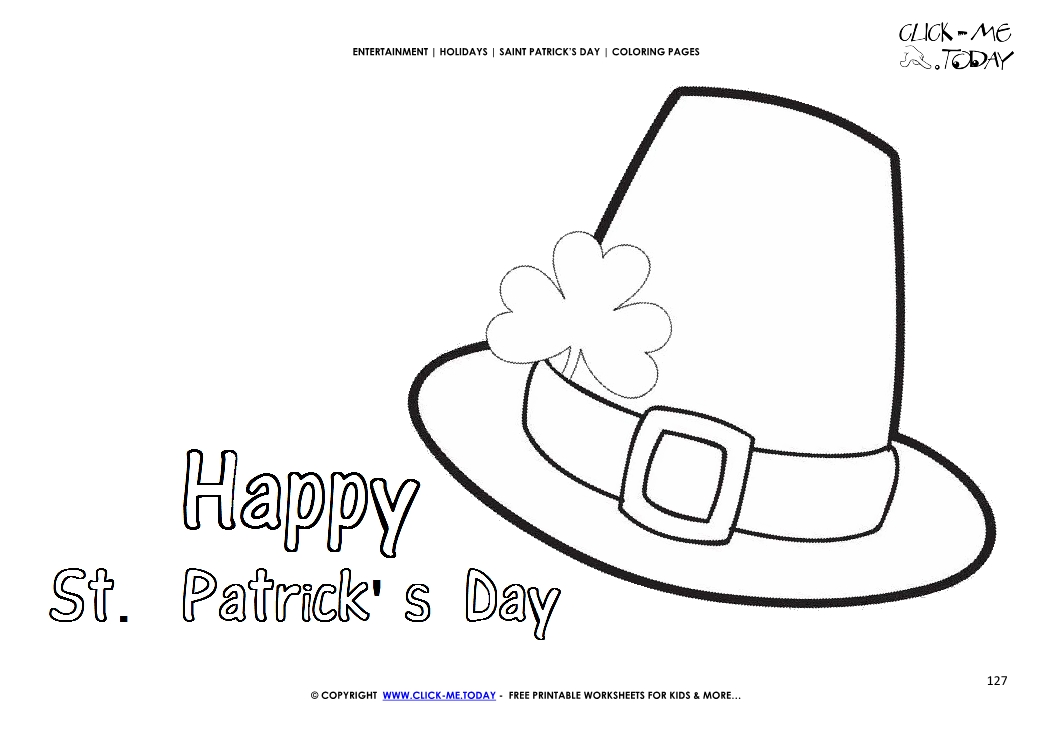 St. Patrick's Day Coloring page: 127 St.Patrick's Hat - Happy