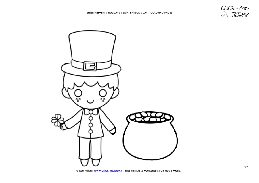 St. Patrick's Day Coloring page: 57 Leprechaun-Pot of Gold