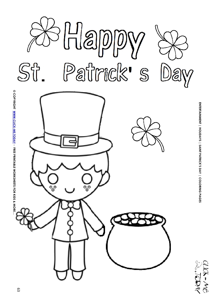 St. Patrick's Day Coloring page:  63 Leprechaun-Gold Happy St.Patrick's