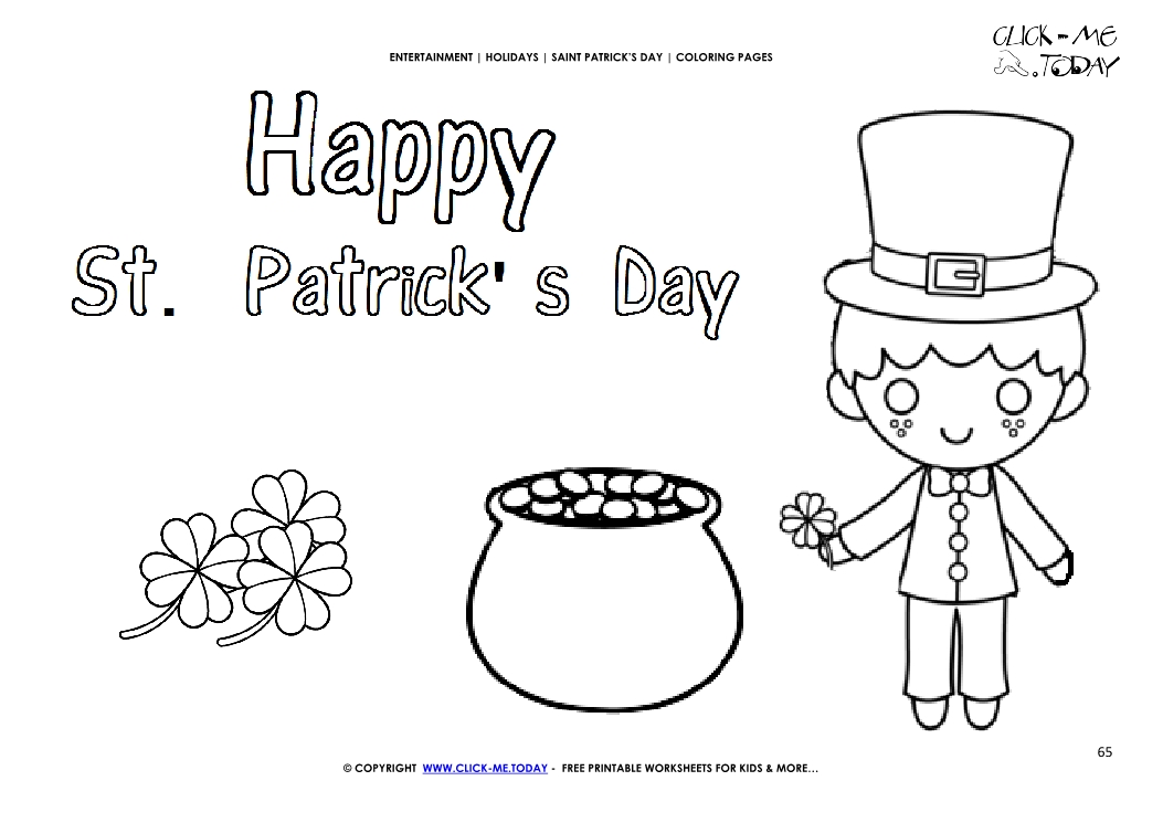 St. Patrick's Day Coloring page:   65 Leprechaun - Happy St.Patrick's Day