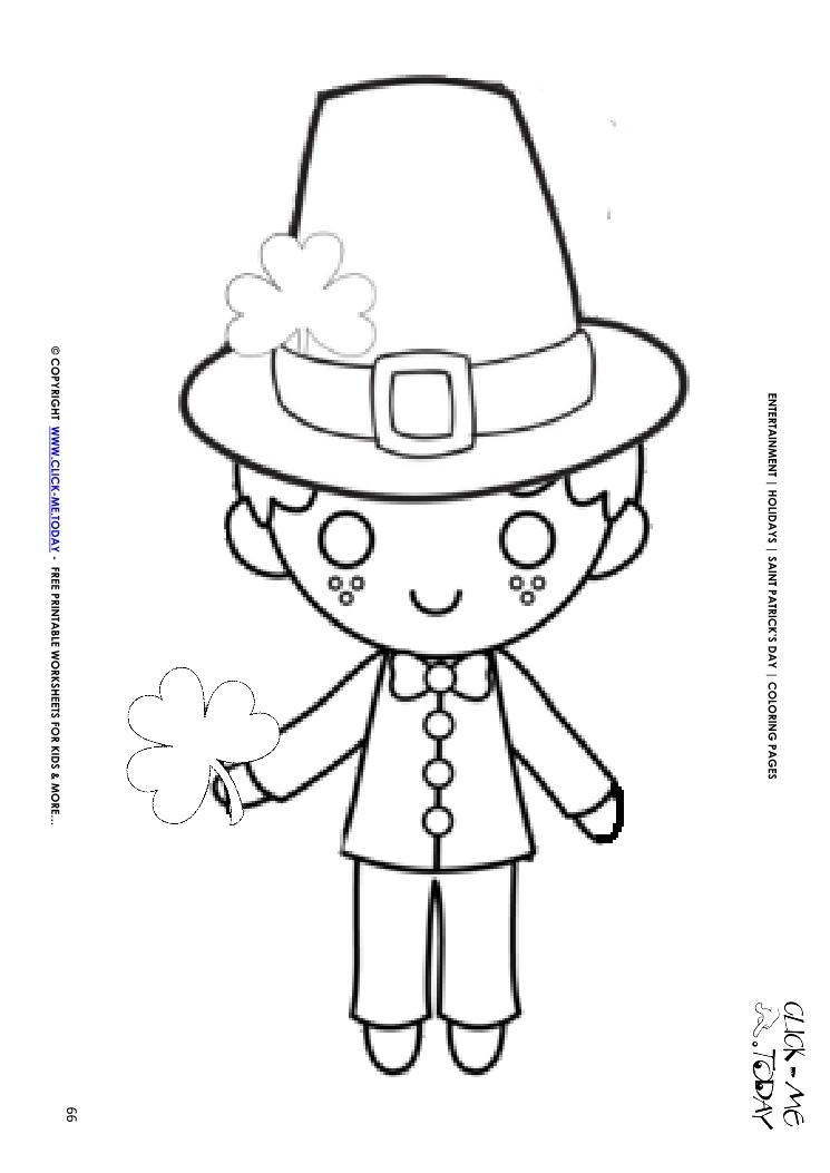 St. Patrick's Day Coloring page: 66 Leprechaun with Shamrock